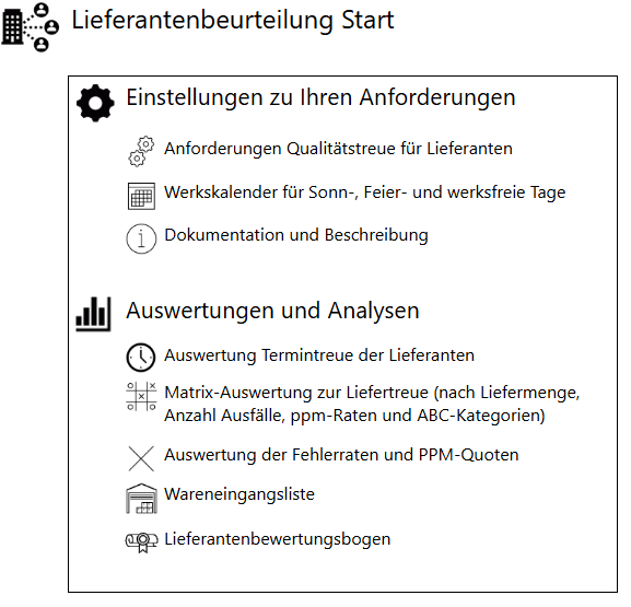 Lieferantenbeurteilung Start