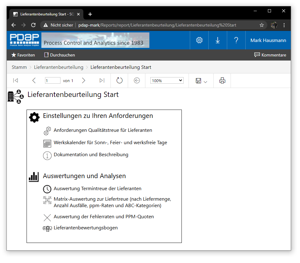 Start der Lieferantenbeurteilung