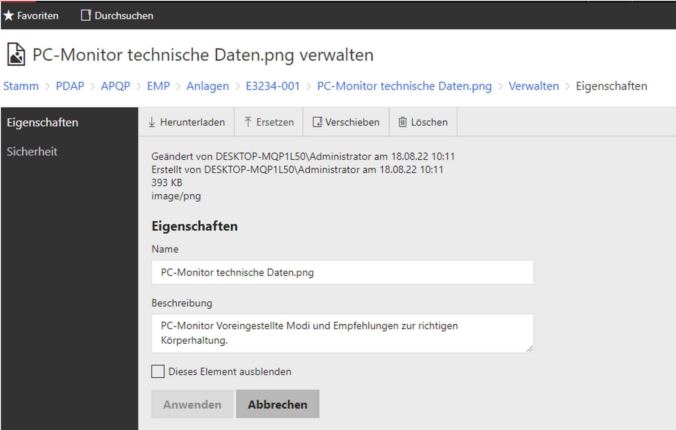 EMPB Anlagen Upload